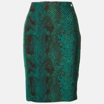 Pre Owned Versace Collection Green Textured Mini Skirt M