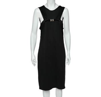 Pre Owned Versace Collection Black Knit Sleeveless Shift Dress M