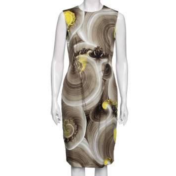 Pre Owned Versace Collection Brown Printed Sleeveless Dress M