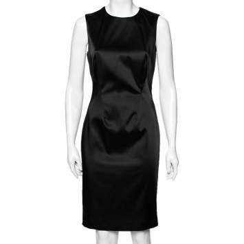 Pre Owned Versace Collection Black Satin Sleeveless Short Dress M