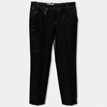 Pre Owned Versace Collection Black Textured Wool Pants S