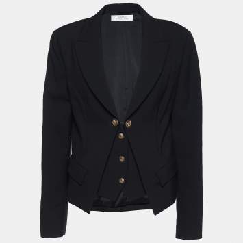 Pre Owned Versace Collection Black Knit Overlay Detailed Blazer L