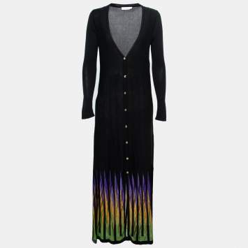 Pre Owned Versace Collection Black Knit Cardigan Dress M