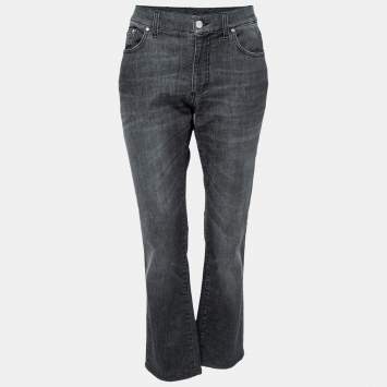 Pre Owned Versace Collection Charcoal Grey Denim Straight Leg Jeans M Waist 32"