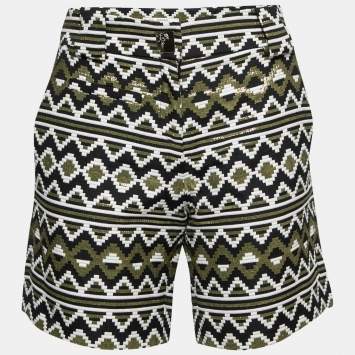 Pre Owned Versace Collection Black Metallic Patterned Jacquard Shorts M