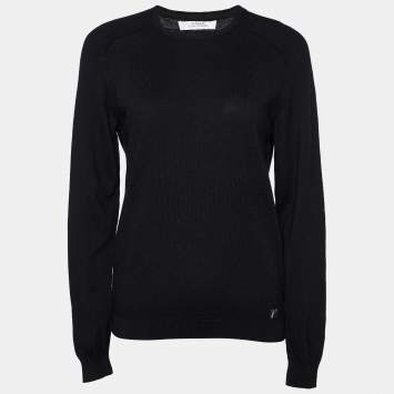 Pre Owned Versace Collection Black Wool Long Sleeve Sweater L