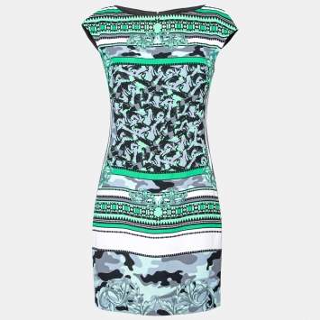 Pre Owned Versace Collection Multicolor Printed Crepe Mini Dress S