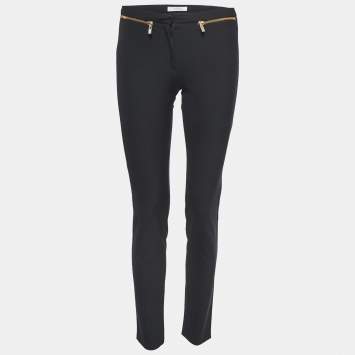 Pre Owned Versace Collection Black Stretch Crepe Front Zip Detail Trousers S