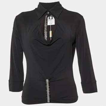 Pre Owned Versace Jeans Couture Black Jersey Trim Detail T-Shirt L