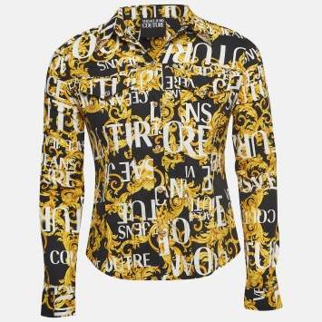 Pre Owned Versace Jeans Couture Black Baroque Printed Cotton Shirt L