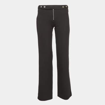 Pre Owned Versace Jeans Couture Black Stretch Crepe Embellished Waist Trousers S