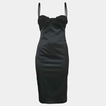 Pre Owned Versace Jeans Couture Black Draped Sleeveless Short Dress XXS