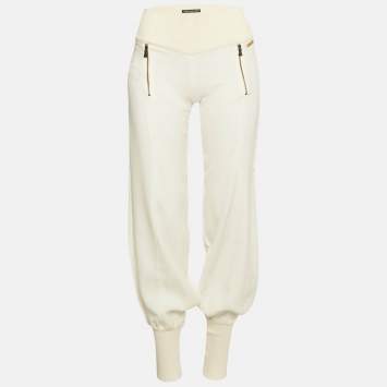 Pre Owned Versace Jeans Couture Chiffon and Rib Knit Trim Joggers S