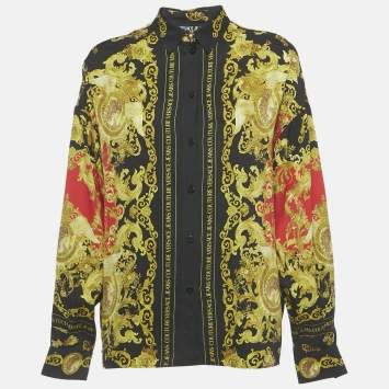 Pre Owned Versace Jeans Couture Multicolor Baroque Print Viscose Full Sleeve Shirt M