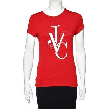 Pre Owned Versace Jeans Couture Red Cotton Knit Logo T-Shirt XL