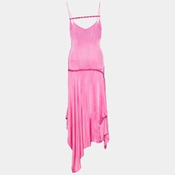 Pre Owned Versace Jeans Couture Pink Jersey Asymmetric Hem Dress M