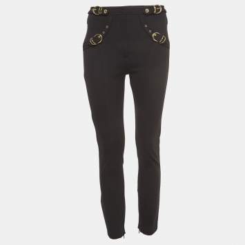 Pre Owned Versace Jeans Couture Black Belt Pocket Detail Skinny Pants L