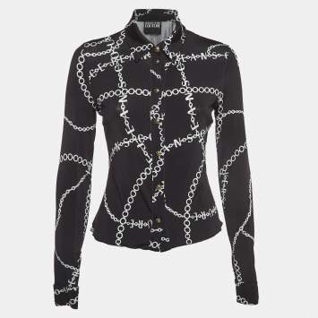 Pre Owned Versace Jeans Couture Black Chain Print Jersey Shirt S