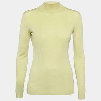 Pre Owned Versace Jeans Couture Lime Green Knit Back Open Sweatshirt XS