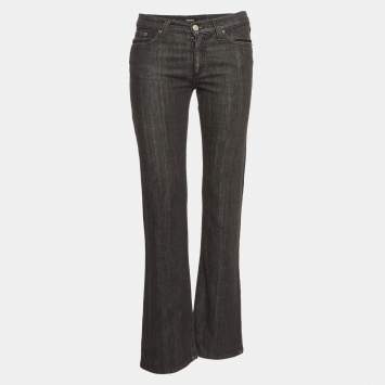 Pre Owned Versace Jeans Couture Black Embroidered Denim Jeans M Waist 30"
