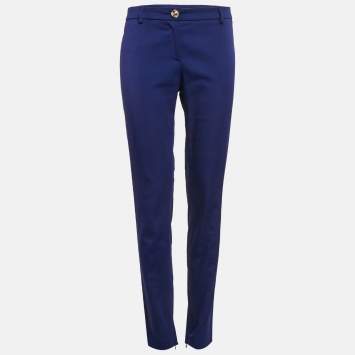 Pre Owned Versace Jeans Blue Stretch Cotton Skinny Pants M