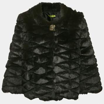 Versace Jeans Black Fur Coat S