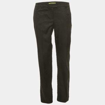 Pre Owned Versace Jeans Black Jacquard Cotton Blend Trousers M