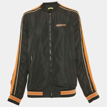 Pre Owned Versace Jeans Black Side Stripe Synthetic Zip-Up Jacket M