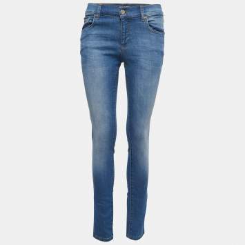 Pre Owned Versace Jeans Blue Washed Denim Skinny Jeans S Waist 28"