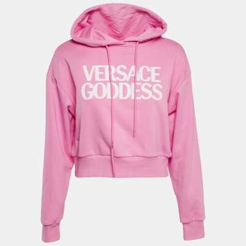 Versace Pink Embroidered Cotton Hoodie S