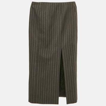 Versace Grey Pinstripe Wool Pencil Skirt S