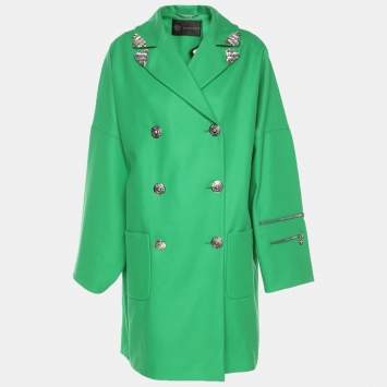 مملوكة مسبقًا Versace Green Wool Blend Double Breasted Coat M