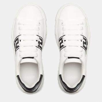 مملوكة مسبقًا Versace La Greca Embroidery White Fabric Sneakers
