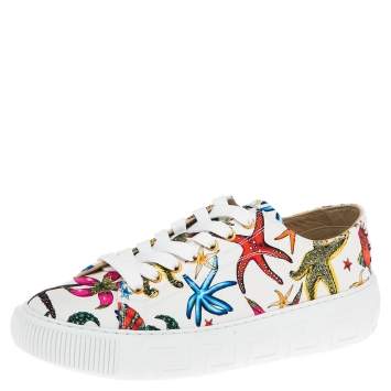 Pre Owned Versace Multicolor Canvas Starfish Print Low Top Sneakers Size 40