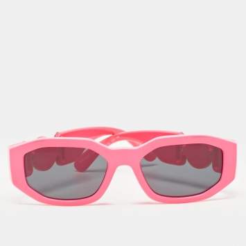 Pre Owned Versace Pink/Black MOD 4361 Medusa Biggie Rectangular Sunglasses