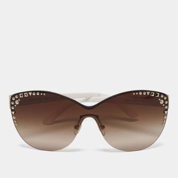 Pre Owned Versace Brown/White Gradient MOD.2152 Studded Cat Eye Sunglasses