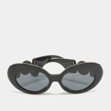 Pre Owned Versace Black MOD 4426BU Medusa Crystals Oval Sunglasses