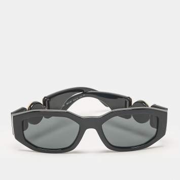 Pre Owned Versace Black MOD 4361 Medusa Biggie Square Sunglasses