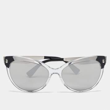 Pre Owned Versace Black/Silver Mirror MOD. 4338 Medusa Cat Eye Sunglasses