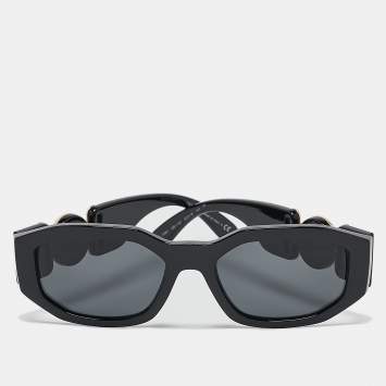 Pre Owned Versace Black 4361 Medusa Biggie Rectangular Sunglasses