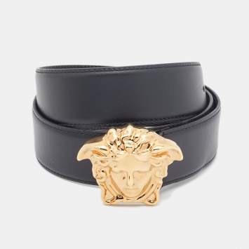 Versace Black Leather Medusa Head Buckle Belt 95CM