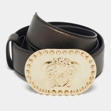 Versace Metallic Leather Medusa Buckle Belt 85CM