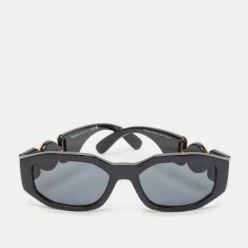 Pre Owned Versace Black Medusa Biggie MOD.4361 Rectangle Sunglasses 