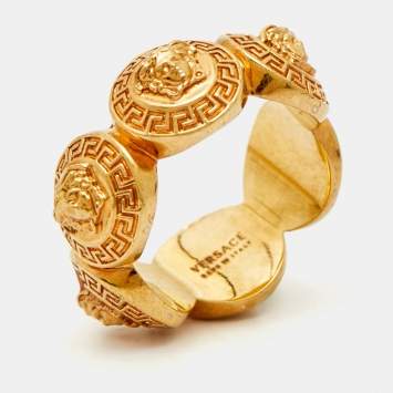 Versace Medusa Gold Tone Ring Size 53