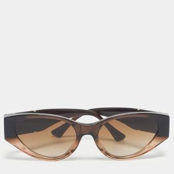 Pre Owned Versace Ombre Brown Gradient MOD 4454 Medusa Oval Sunglasses