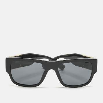Pre Owned Versace Black MOD 4406 Medusa Square Sunglasses