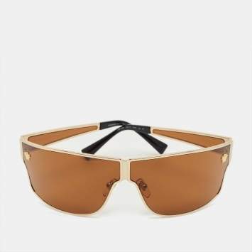 Pre Owned Versace Brown MOD 2206 Medusa Shield Sunglasses