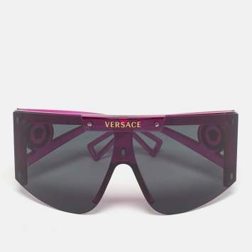 Pre Owned Versace Pink/Black MOD 4393 Medusa Shield Sunglasses