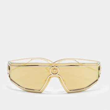 Pre Owned Versace Gold MOD 226 Medusa Shield Sunglasses