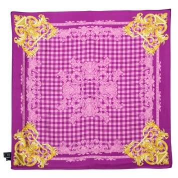 Pre Owned Versace Orchid Pink Medusa Print Silk Scarf